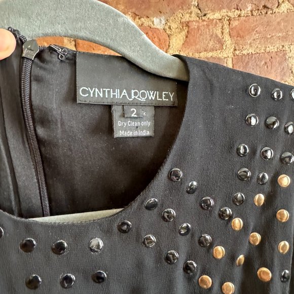 Cythnia Rowley Studded Black Dress Size 2 - Picture 4 of 4